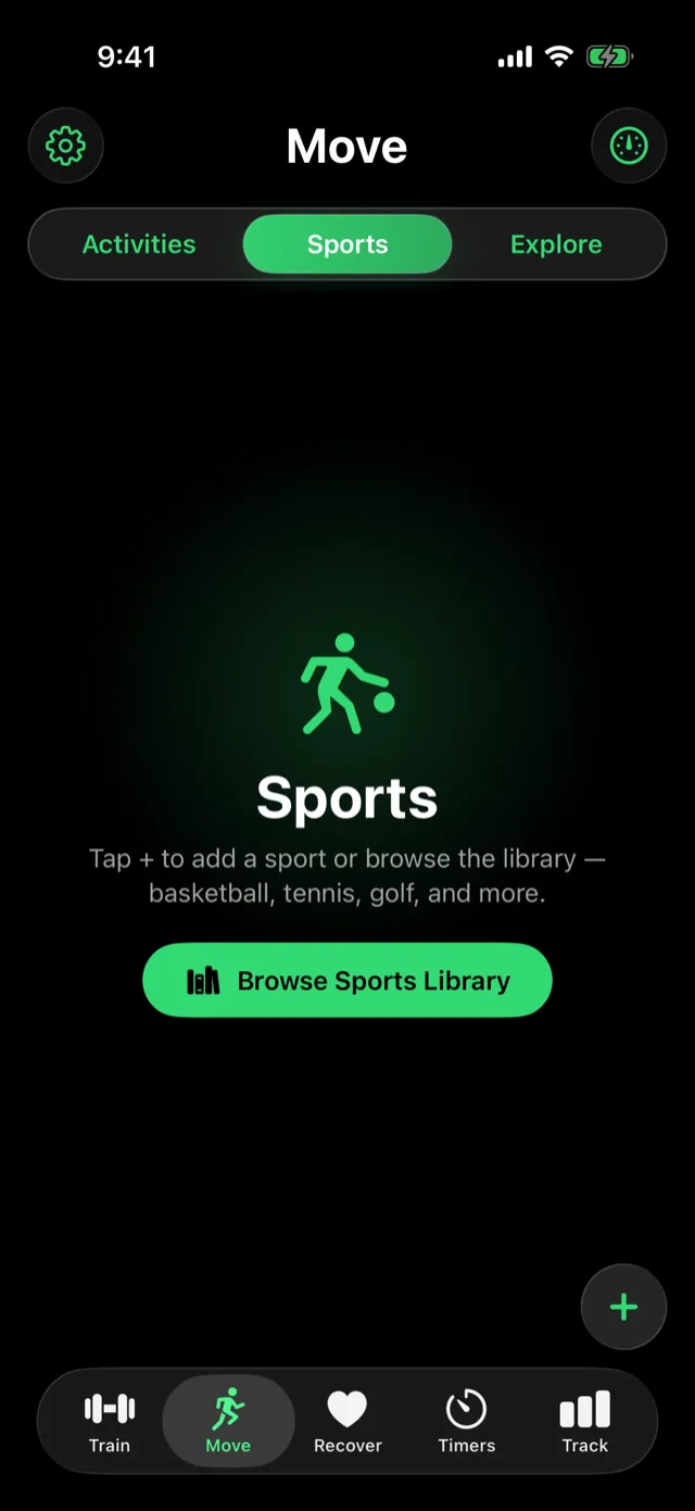The Sports segment before you add anything.