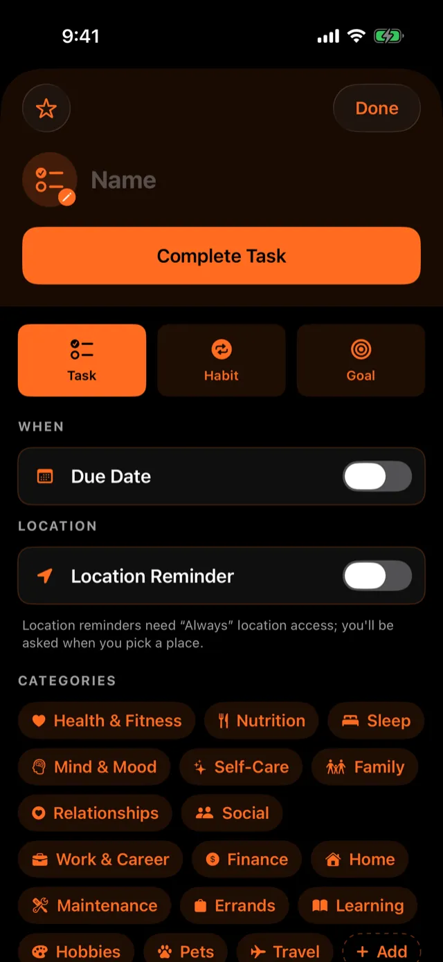 The task editor.