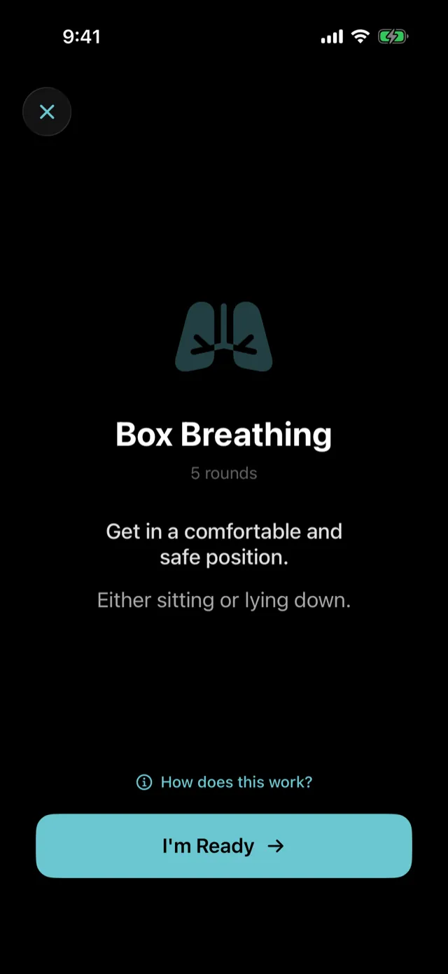 The screen before a session starts.