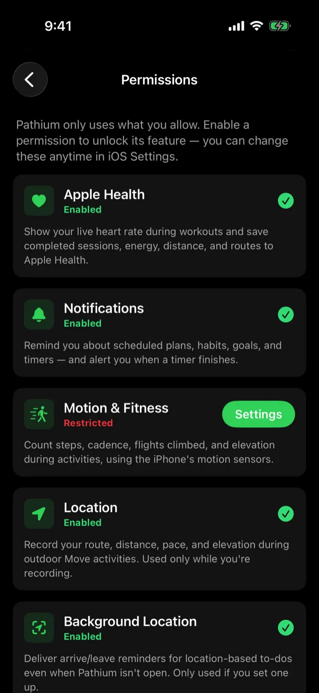 Settings → Permissions.