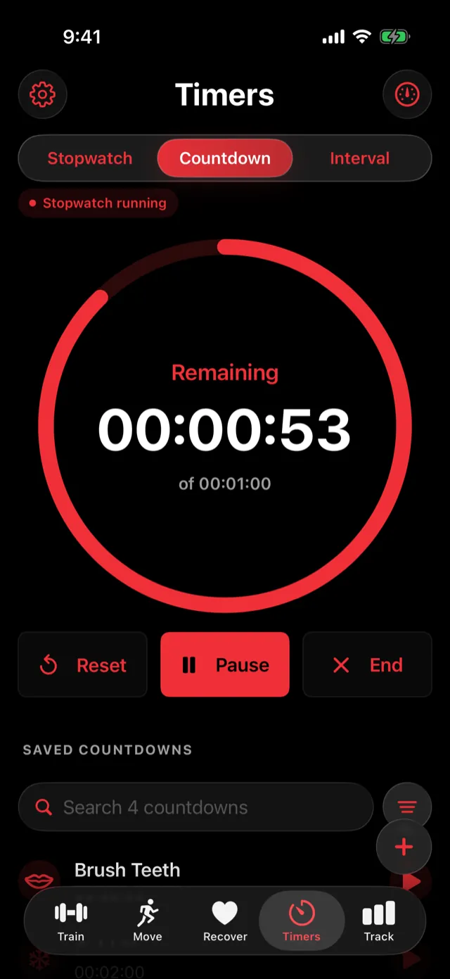 A running 1-minute countdown.