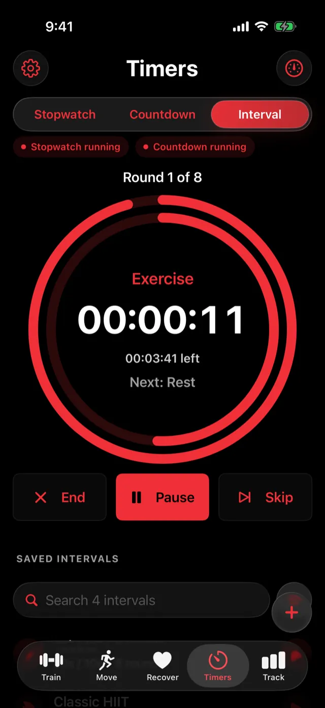 An interval timer mid-round.